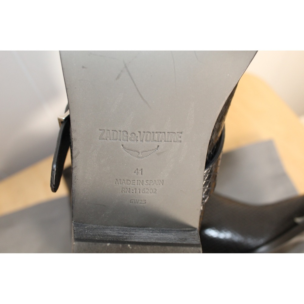 Zadig & Voltaire Women's Black Tylow Ankle Mirror Leather Boots Size 41 NIB - Picture 11 of 12